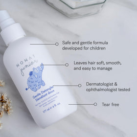 MONAT Junior Gentle Detangler tear-free formula for gentle hair care.