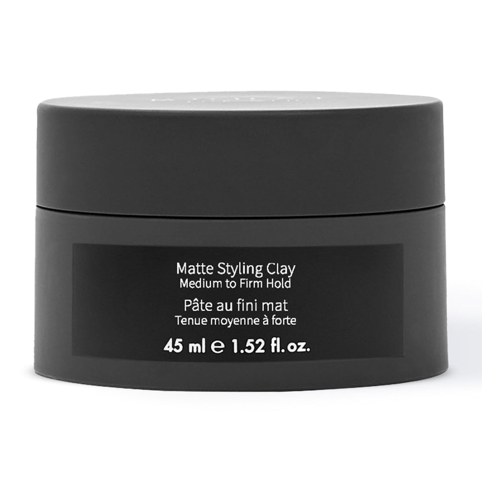 MONAT Matte Styling Clay bottle front shows all-day hold for textured hair