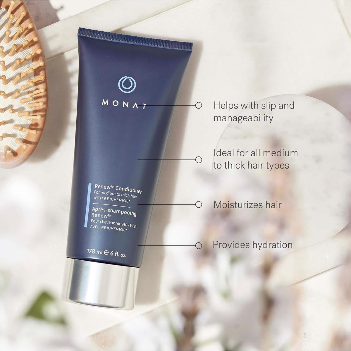 MONAT Renew Conditioner hyaluronic acid ingredient detail signals deep hydration for hair