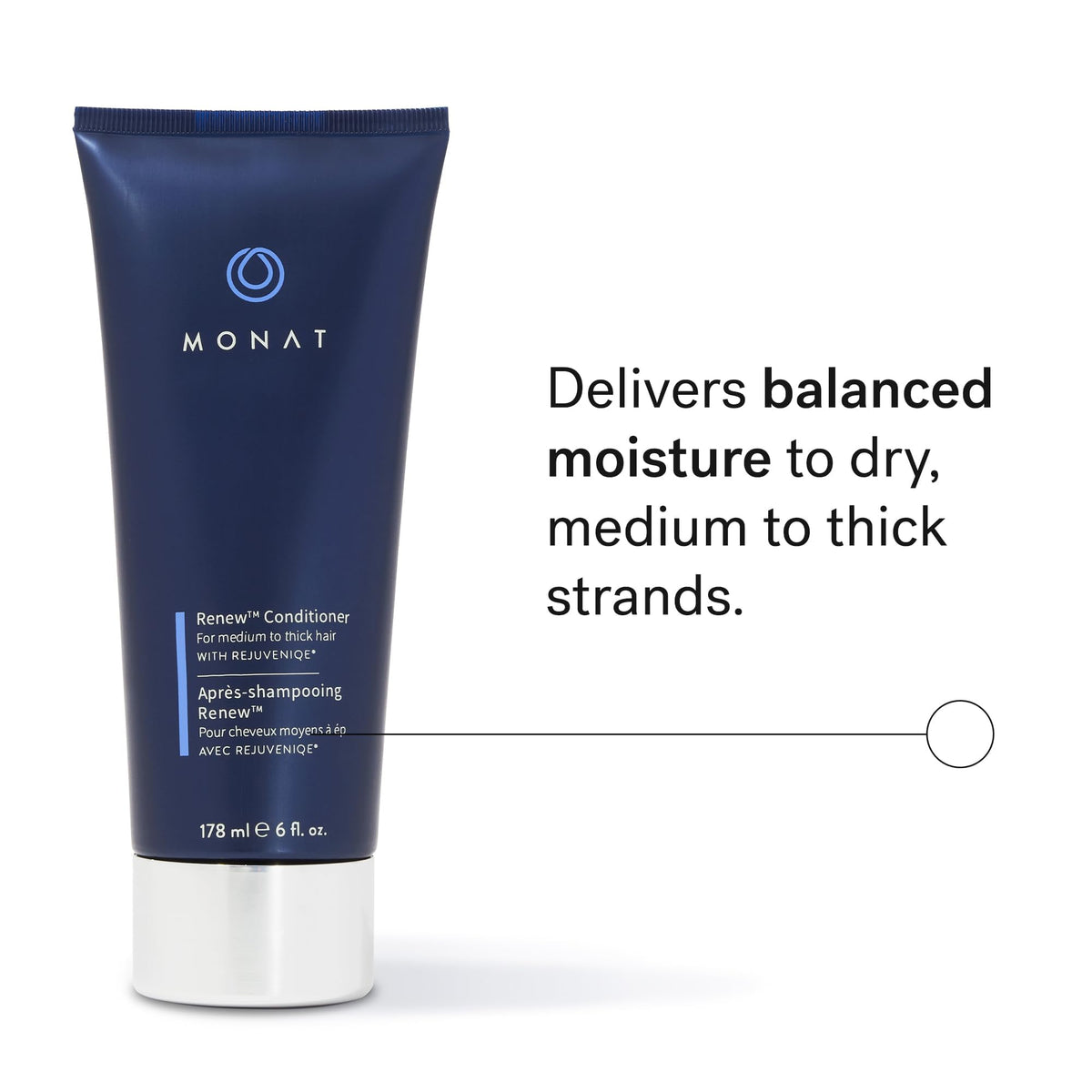 MONAT Renew Conditioner packaging close-up shows silicone-free formula and lightweight conditioning