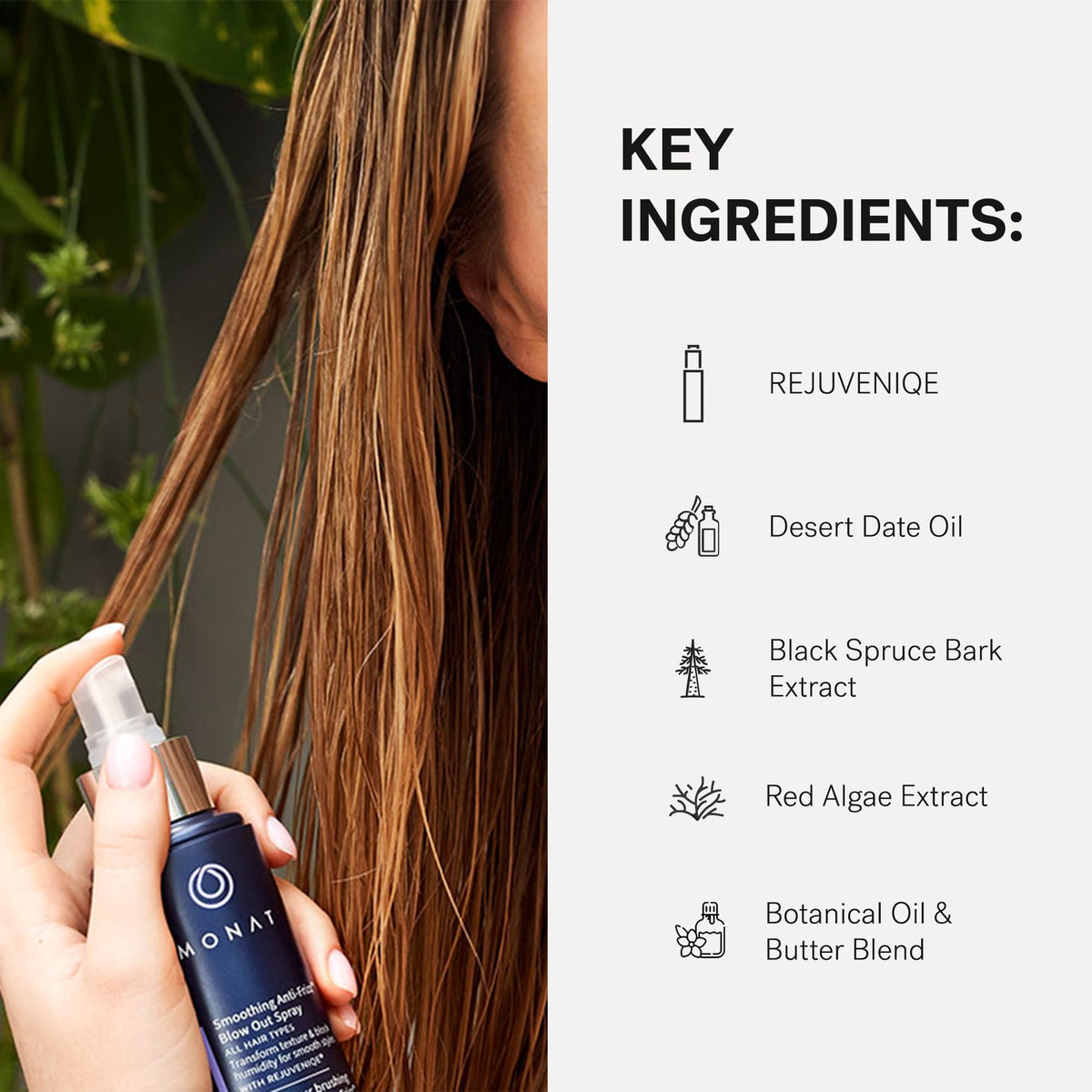 Daily frizz control with MONAT Blowout Spray for all hair types