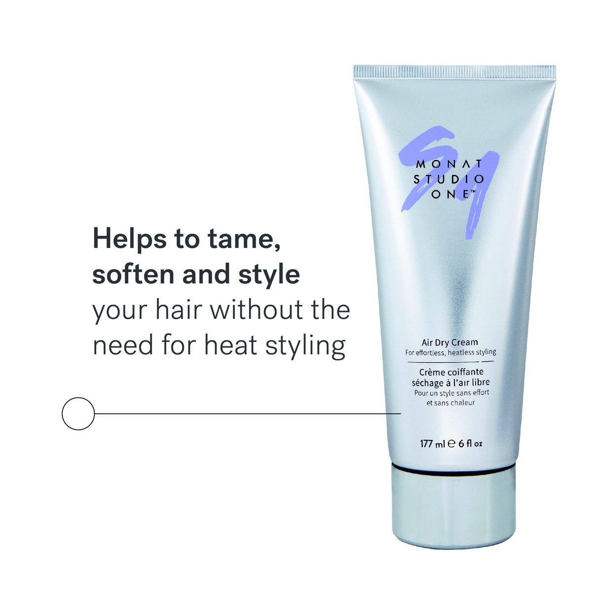 MONAT Studio One Air Dry Cream application demonstrates smooth distribution through damp or dry hair.