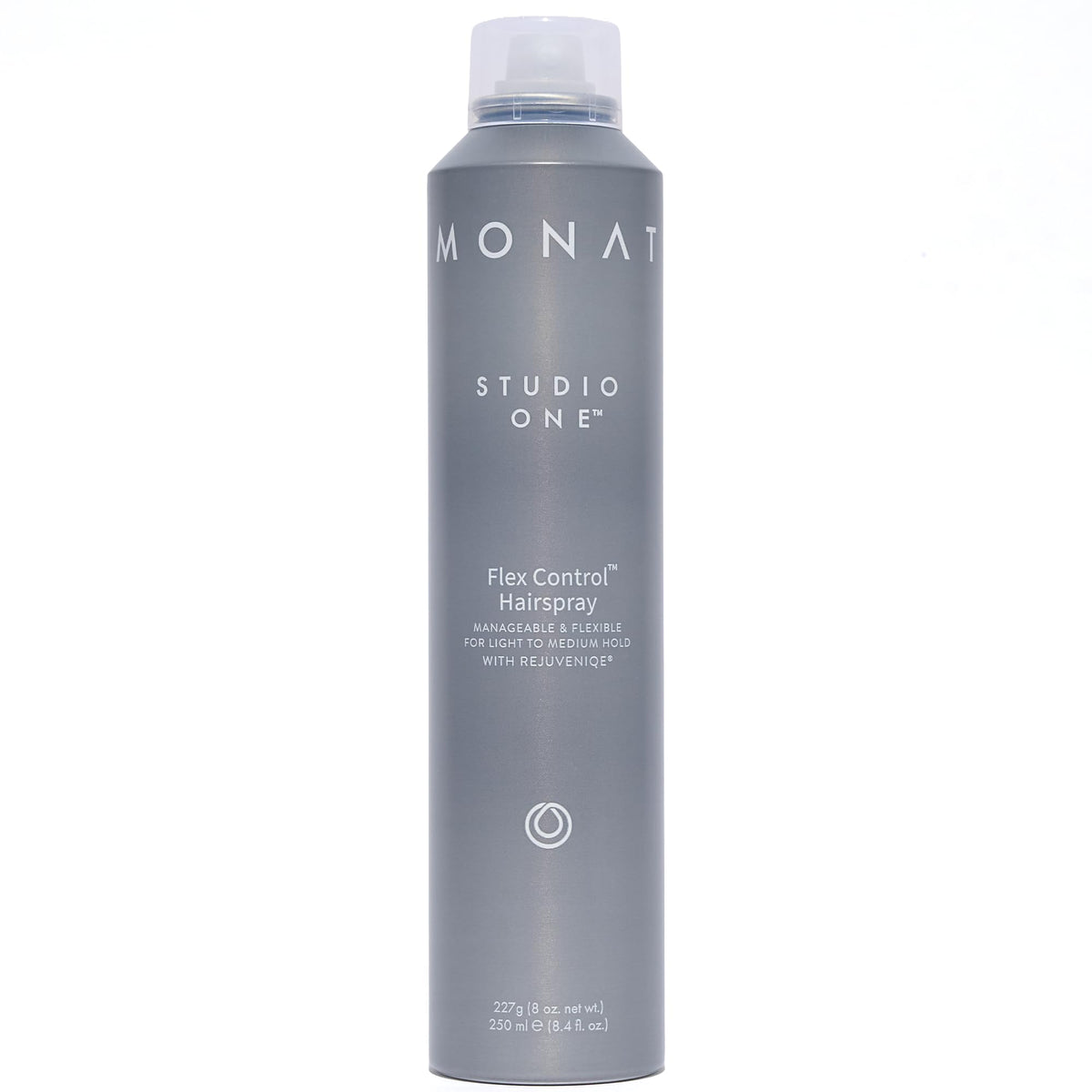 MONAT Studio One Flex Control hairspray bottle showing versatile hold for all hair types