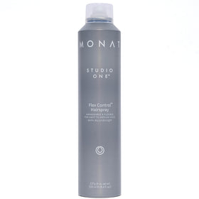 MONAT Studio One Flex Control hairspray bottle showing versatile hold for all hair types