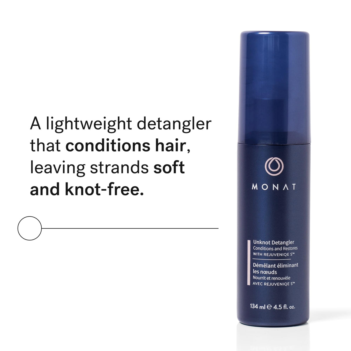 MONAT Unknot Detangler bottle pump delivers even application for frizz control