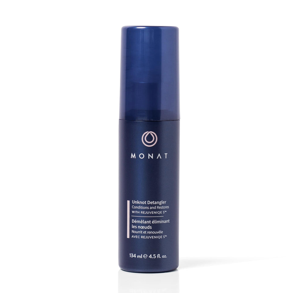 MONAT Unknot Detangler bottle shows lightweight detangling for smooth styling