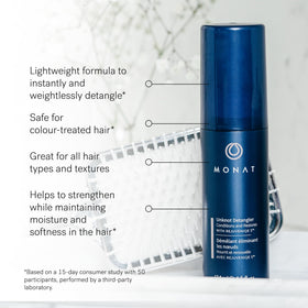 MONAT Unknot Detangler on soft strands delivering finishing softness and shine