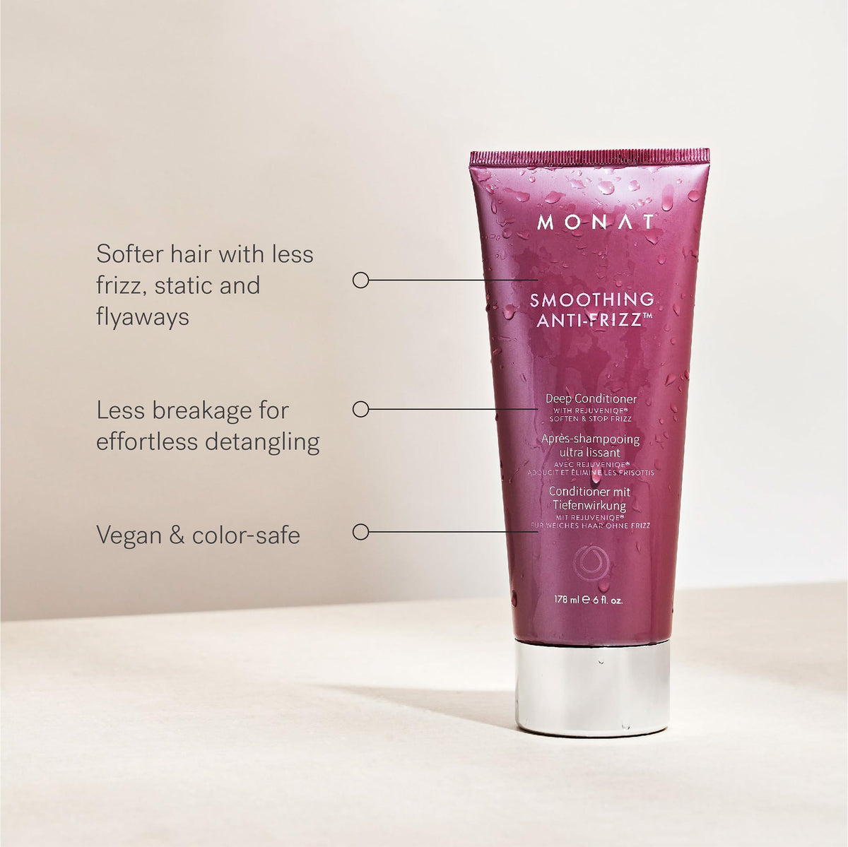 MONAT Volumizing Conditioner smoothing application for frizz control and bounce