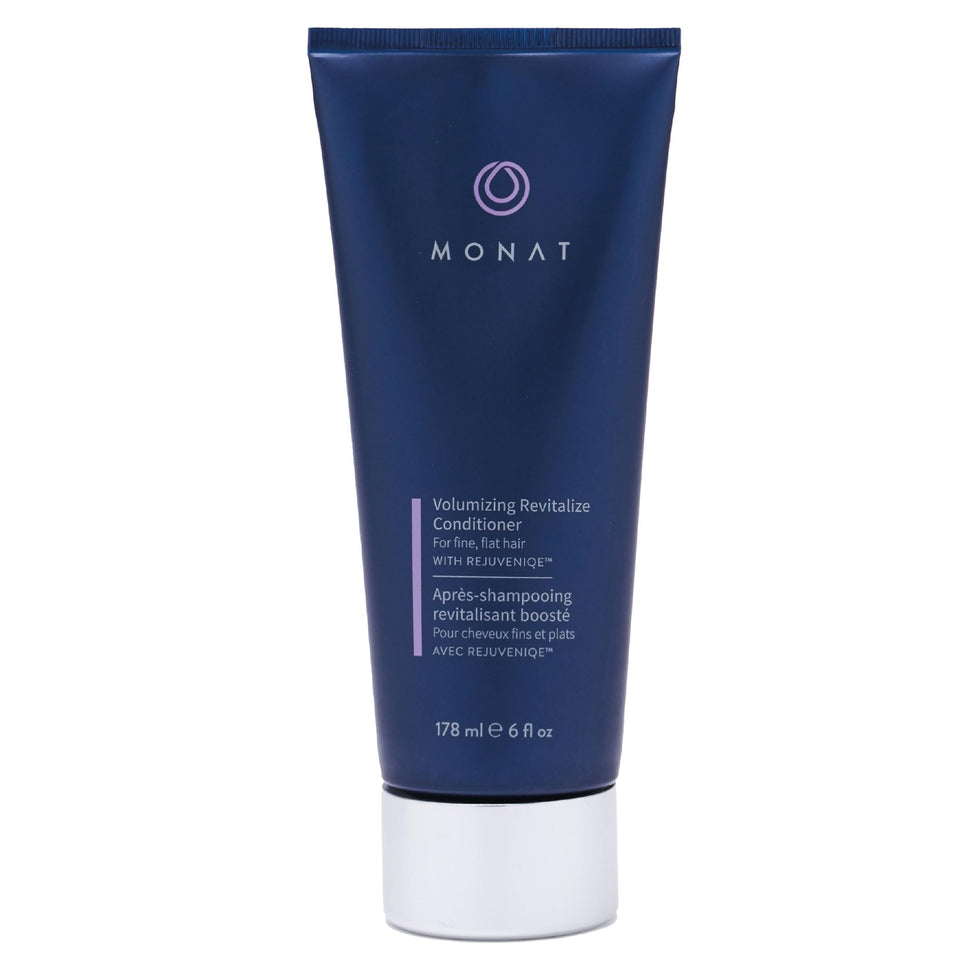MONAT Volumizing Revive bottle front highlights lightweight conditioning for fine hair.
