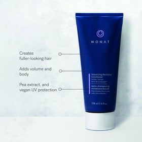 MONAT Volumizing Revive texture swatch shows lightweight formula for easy distribution.