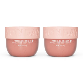 MONDAY Haircare Exfoliating Body Scrub bottle showing Fresh Gardenia scent for smoother skin
