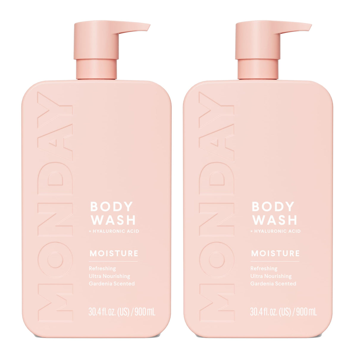 MONDAY HAIRCARE MOISTURE body wash bottle pour showing hydrating formula