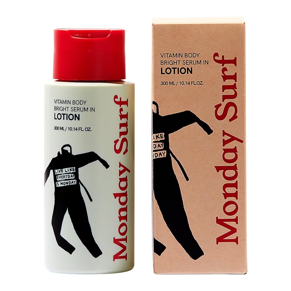 Monday Surf Vitamin Body Lotion bottle highlighting long lasting hydration