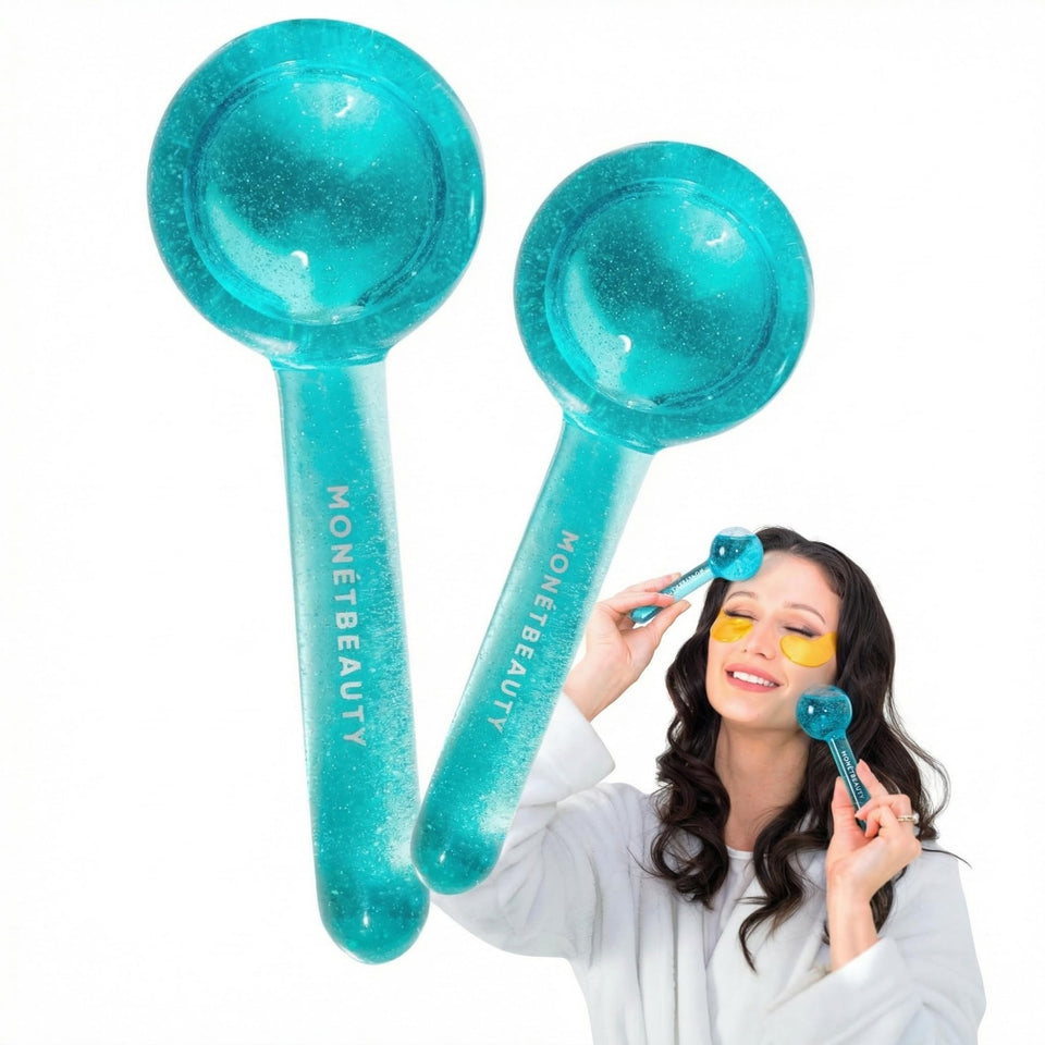 MonétBeauty Ice Globes in freezer for a refreshing cryo facial to depuff