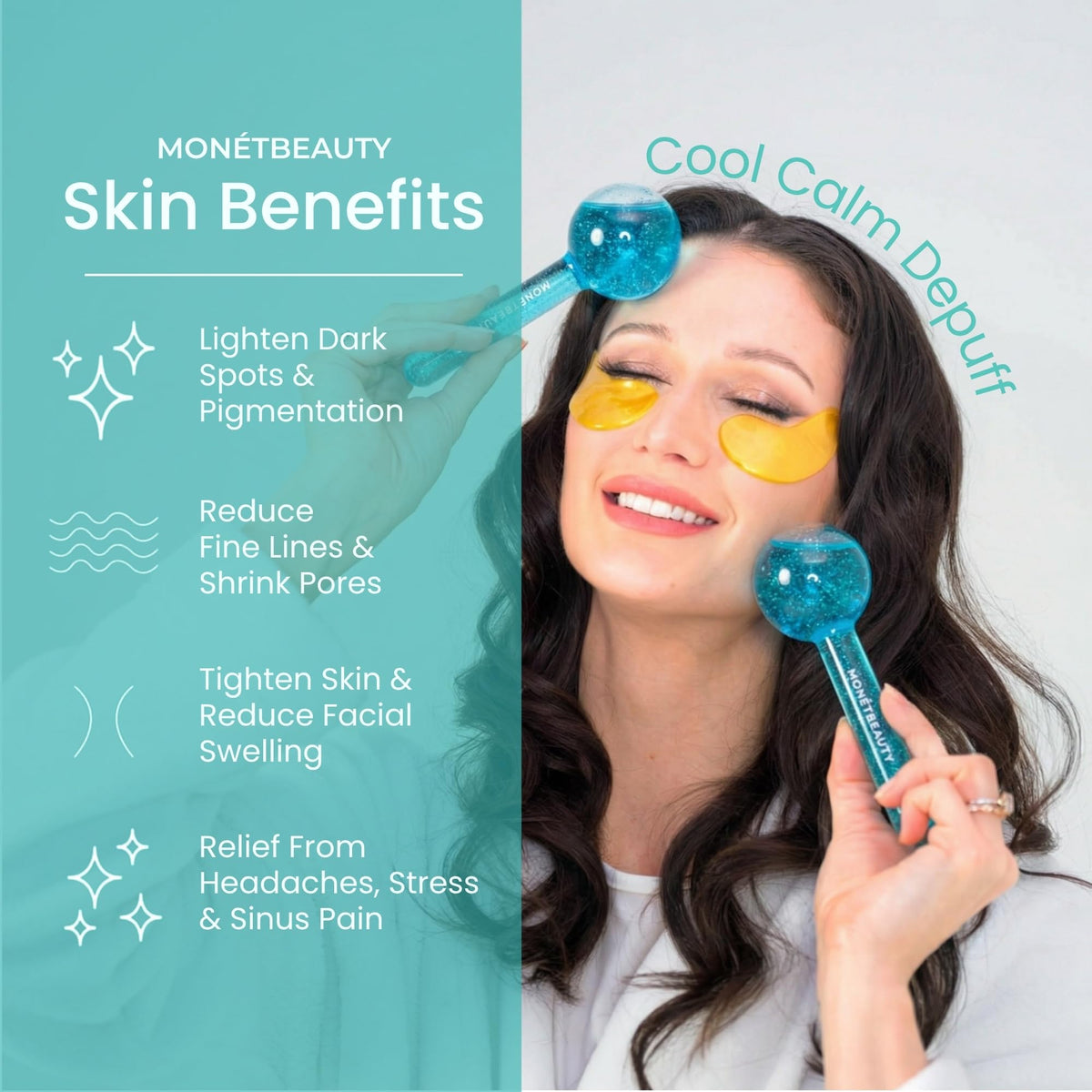 MonétBeauty Ice Globes used for a gentle cryo facial to improve circulation