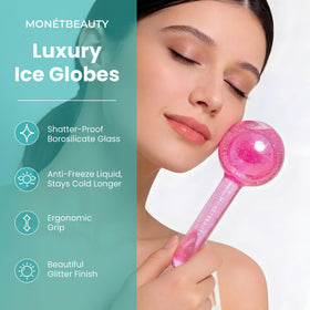 Gently rolling globes to refine pores and firm skin with MonétBeauty.