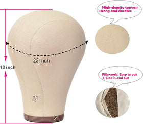 Monicass 23inch cork canvas block head side view for secure pinning.