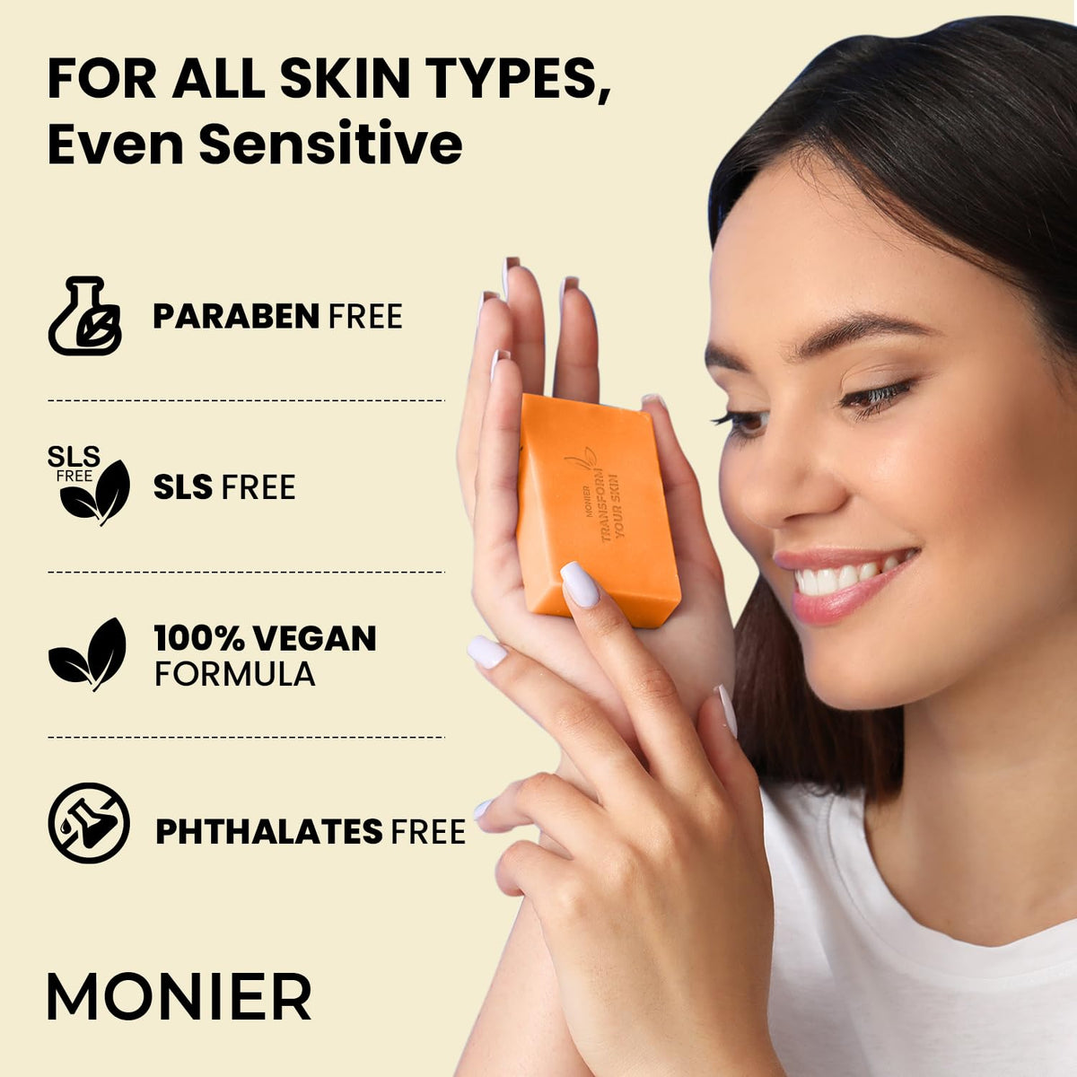 MONIER Kojic Acid Soap on a towel highlights moisturizing daily care.