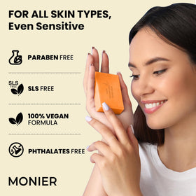 MONIER Kojic Acid Soap on a towel highlights moisturizing daily care.