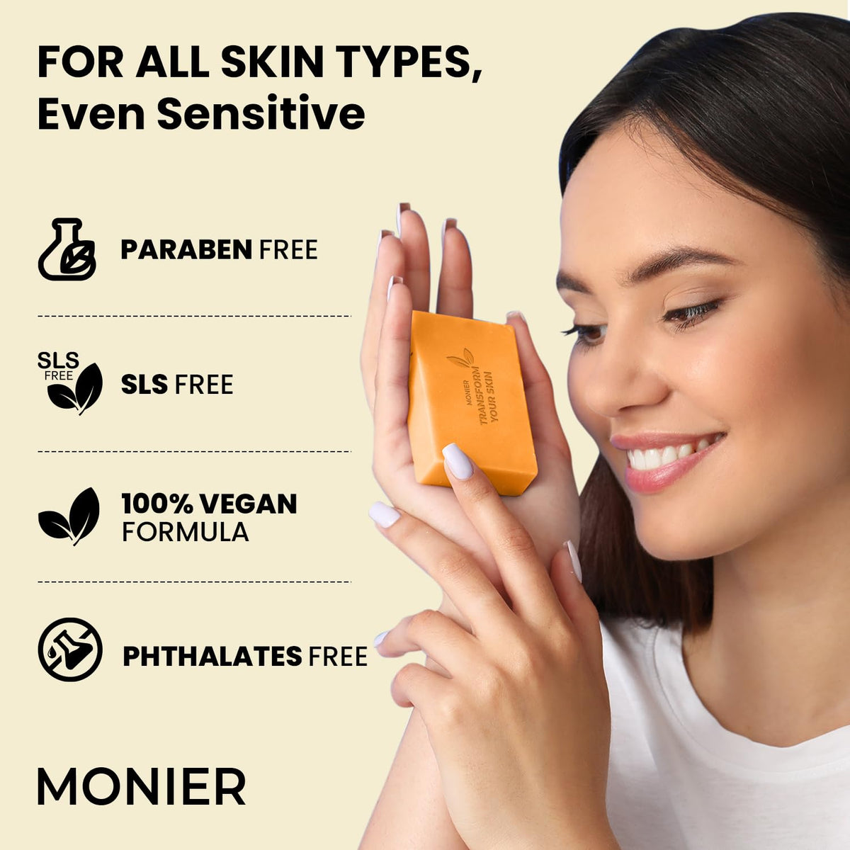 MONIER Turmeric Soap Bar after-use glow on skin illustration