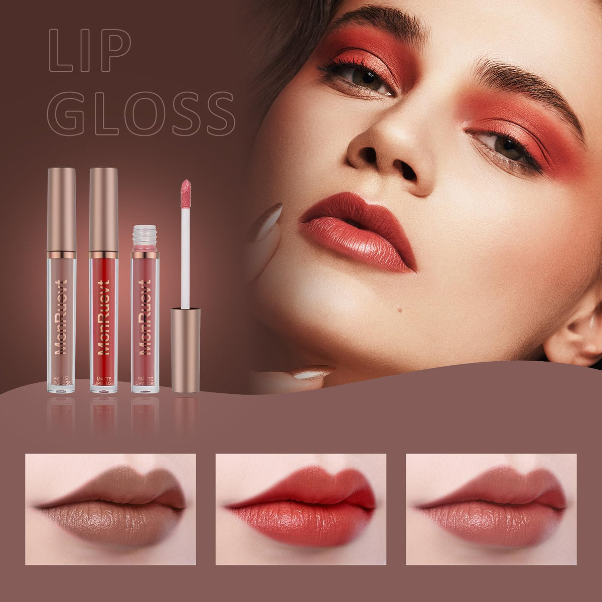 MONRUEVT loose powder and puff delivers a soft matte finish.