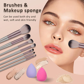 MONRUEVT brushes, primer, and puff for easy blending and prep