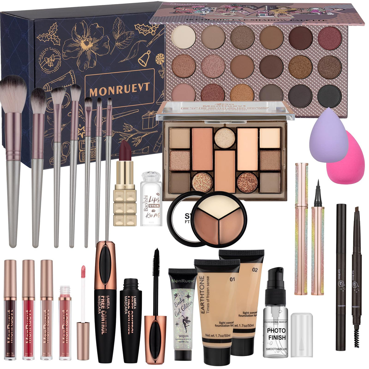 MONRUEVT makeup kit teens eye shadow palette, 18 shades for versatile looks