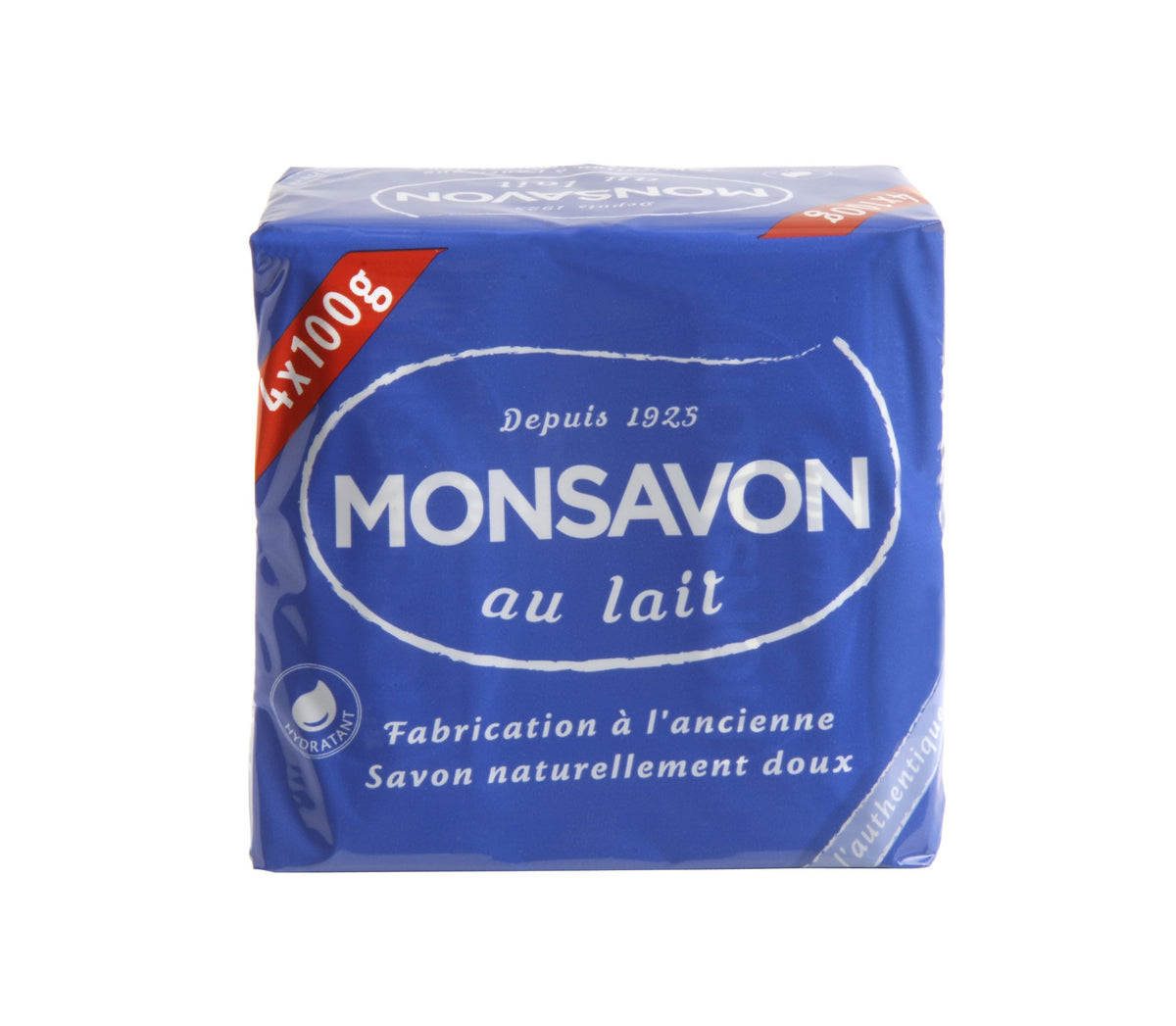 Monsavon Authentique 4x100g lavender soap for gentle daily cleansing and soft skin.