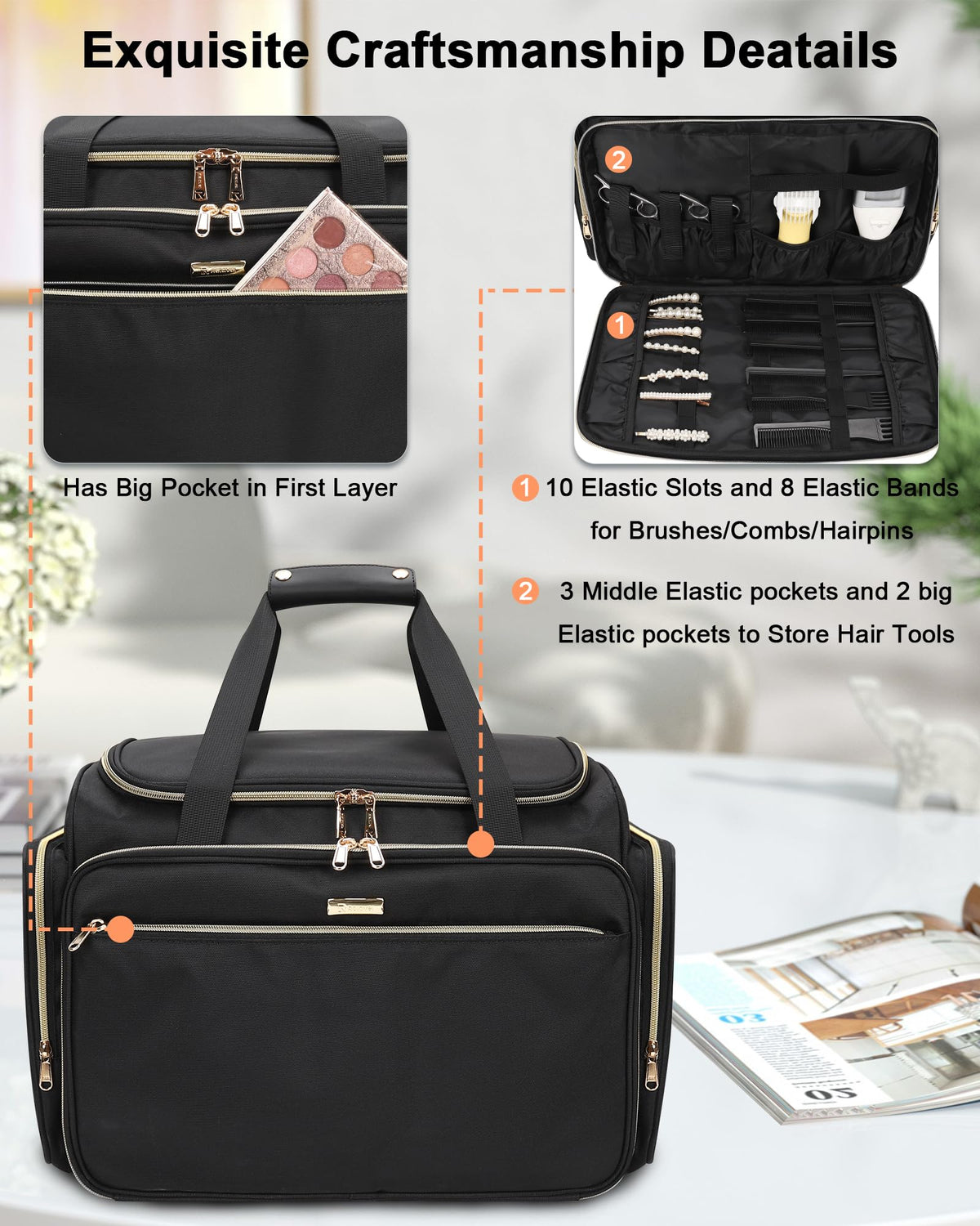 MONSTINA bag removable partitions create five sections
