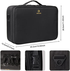 MONSTINA large makeup case open top layer shows easy access to brushes and palettes