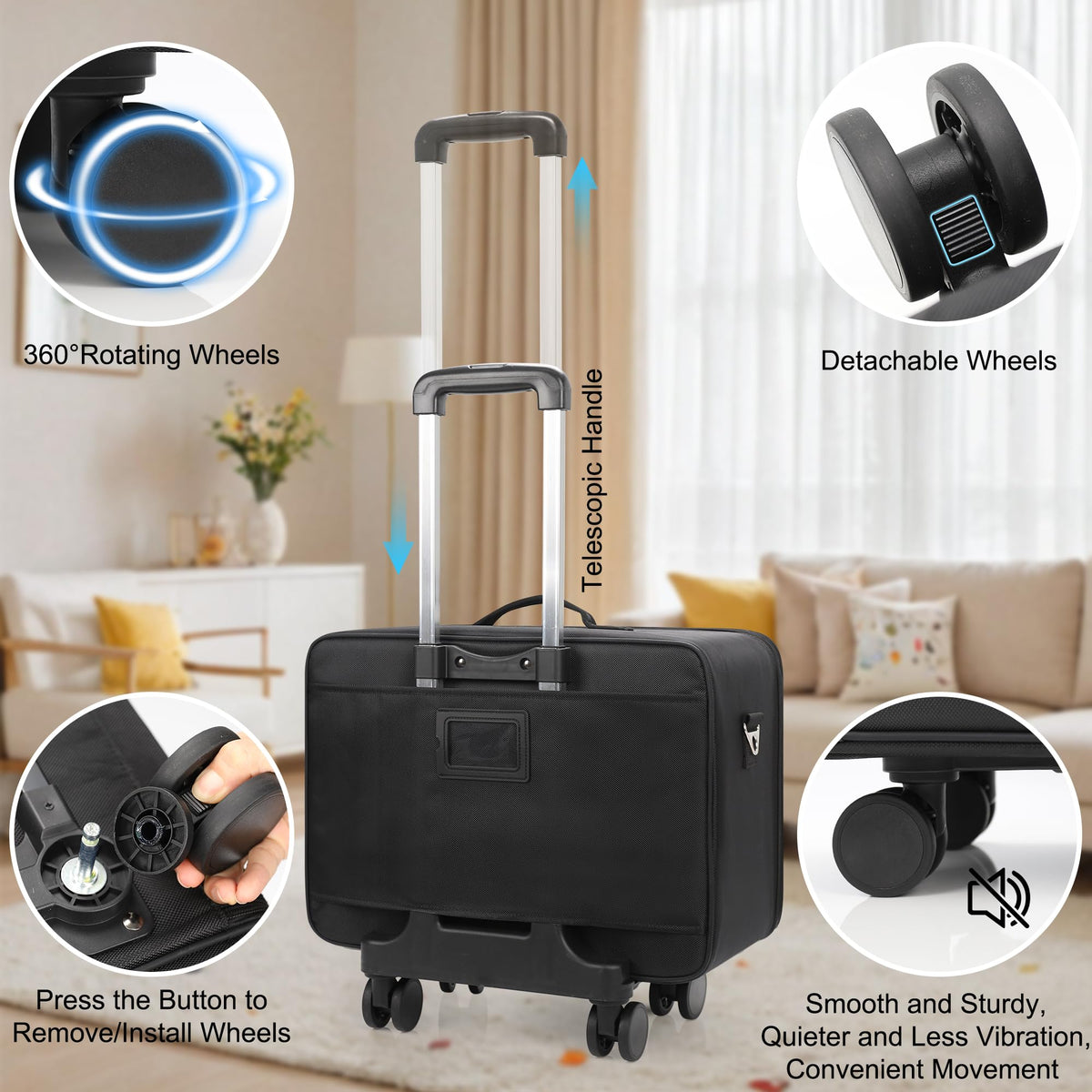 MONSTINA rolling makeup train case interior compartments with removable dividers for versatile storage