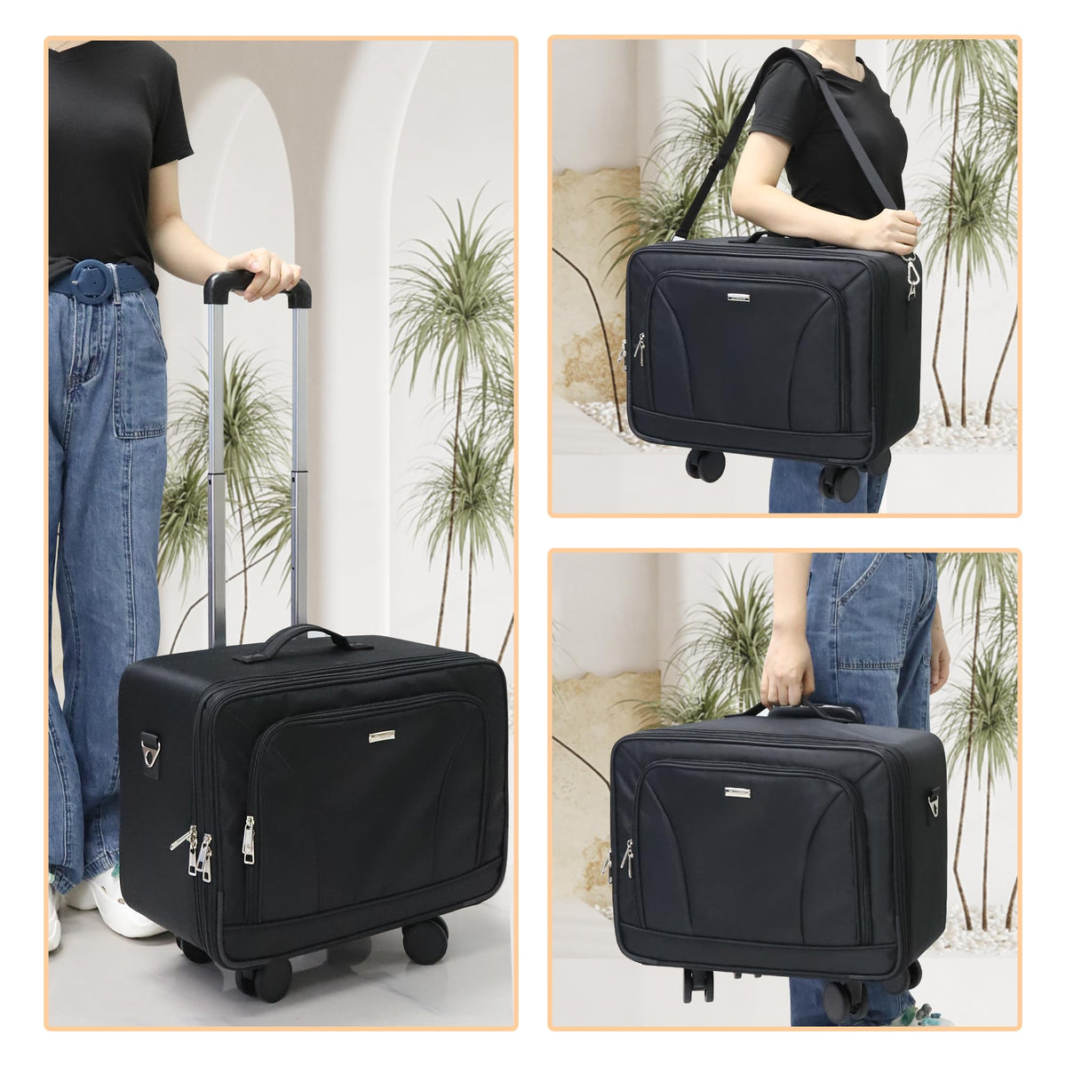 MONSTINA rolling makeup train case insulated interior protecting hot tools after use