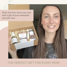 Monsuri mom relaxation scene with bath and body essentials arranged neatly
