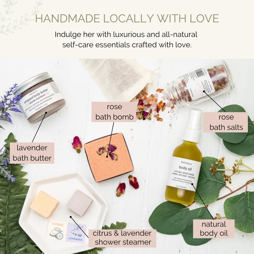 Monsuri new mommy care package with bath accessories for calming at-home ritual
