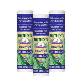 Montana Emu Ranch Lip Therapy Unscented lip balm tube shown for moisturizing lips
