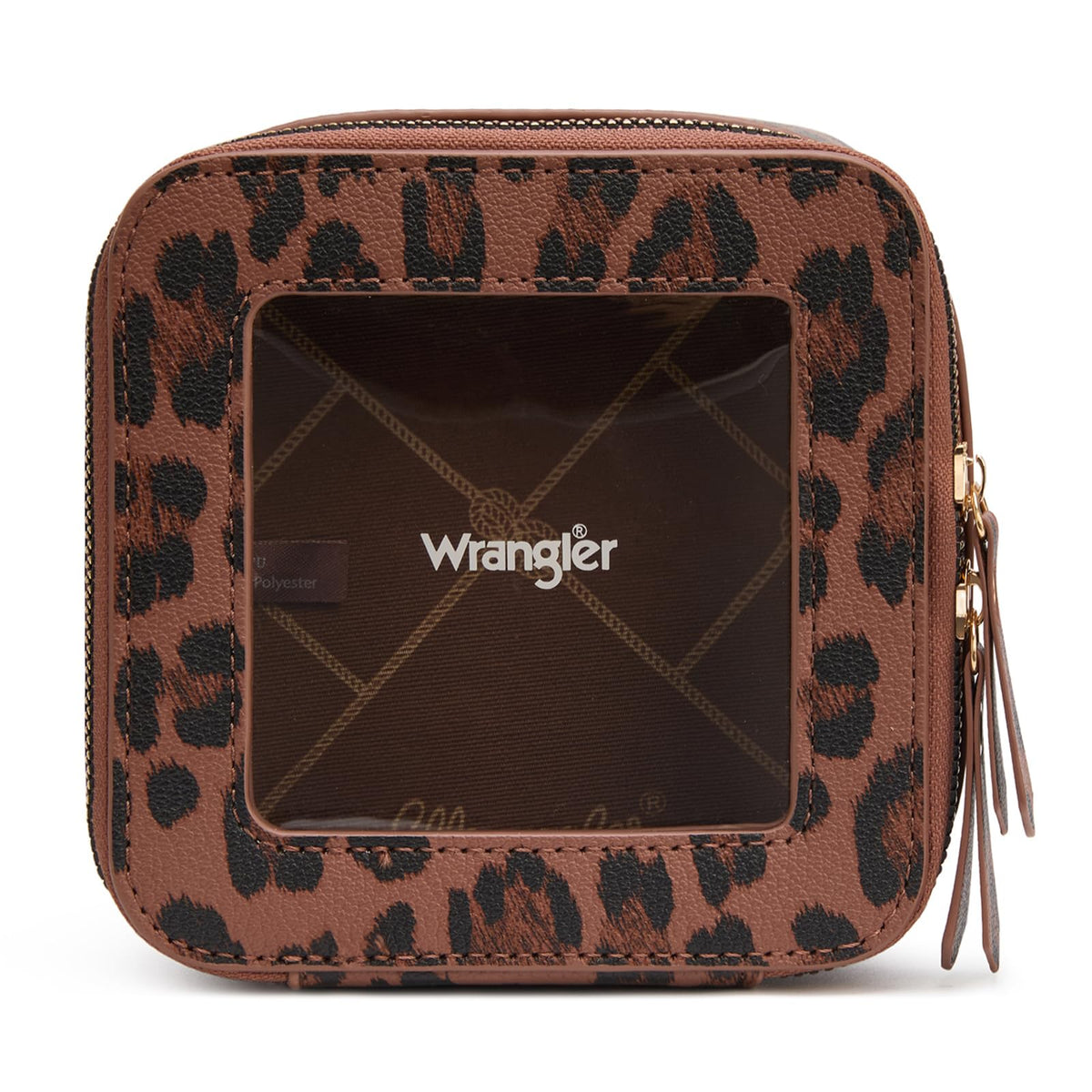 Montana West Wrangler clear makeup bag with crystal PVC for quick visibility.