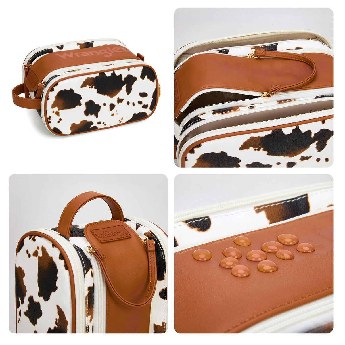 Interior dividers of the Montana West X Wrangler makeup bag for neat organization
