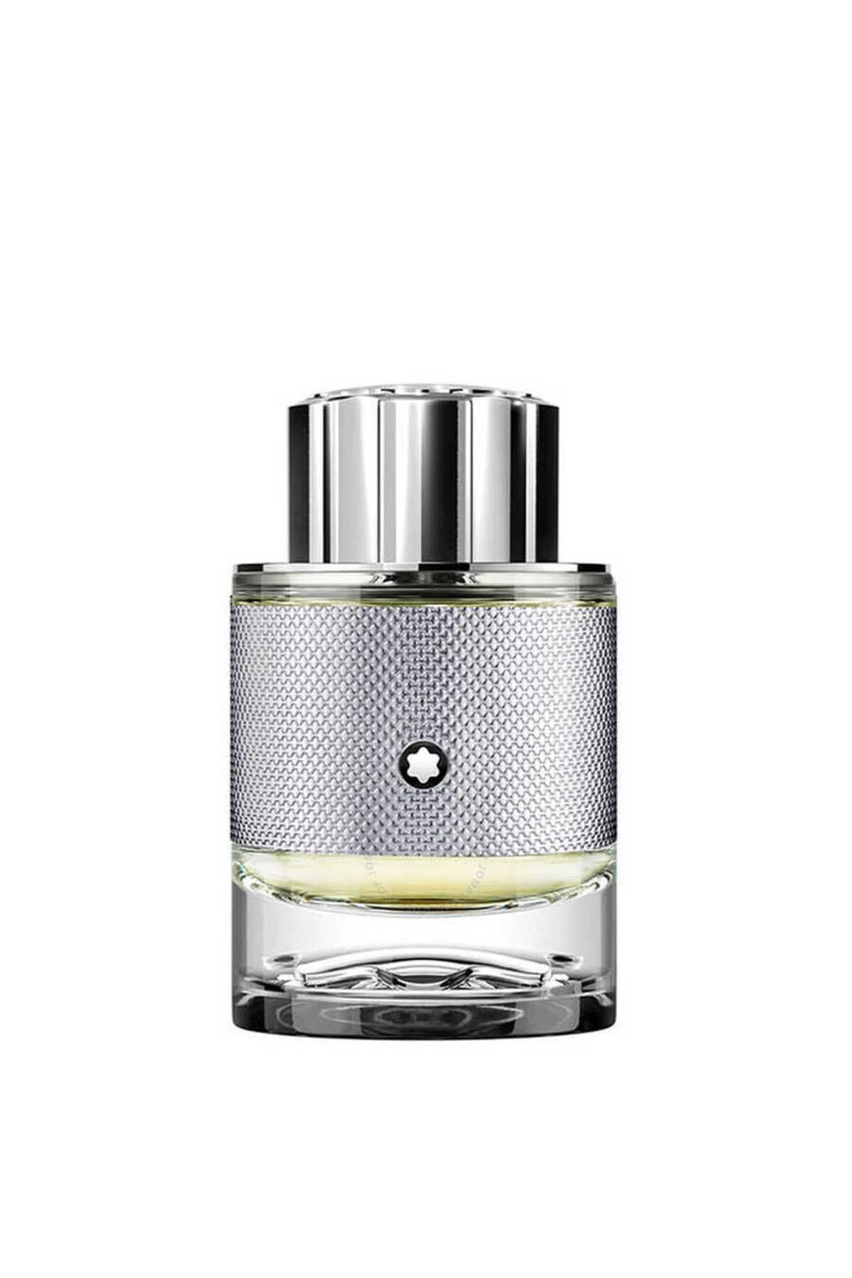 Montblanc Explorer Platinum pour close-up showing bold fragrance release.