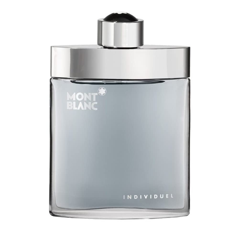 Montblanc INDIVIDUEL bottle side view highlighting elegant silhouette.