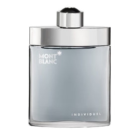 Montblanc INDIVIDUEL bottle side view highlighting elegant silhouette.