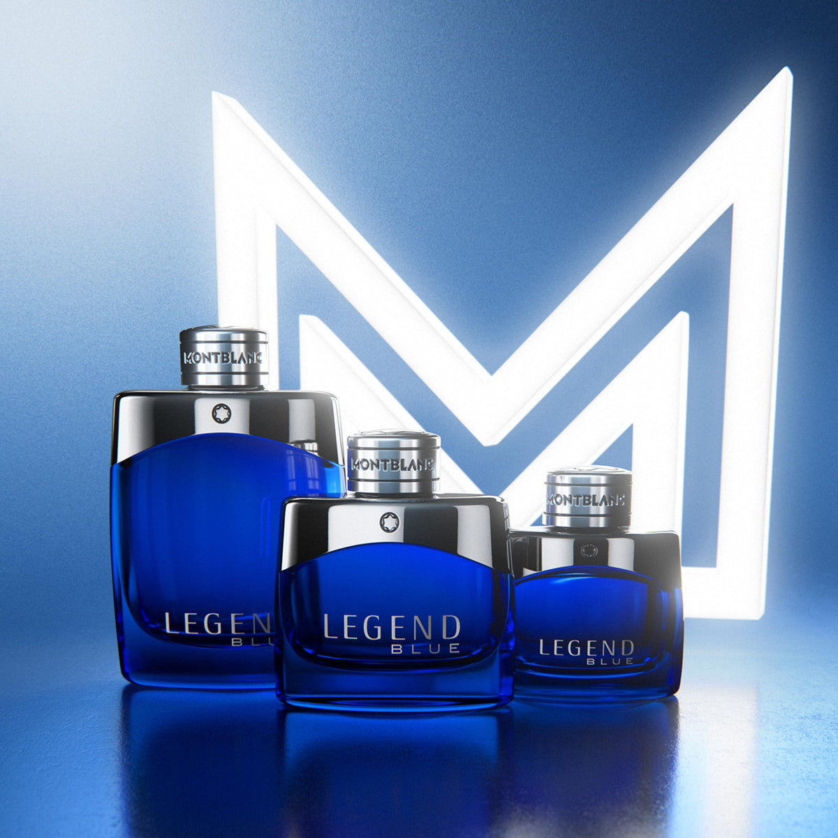 Montblanc Legend Blue pour bottle in hand illustrates easy application.