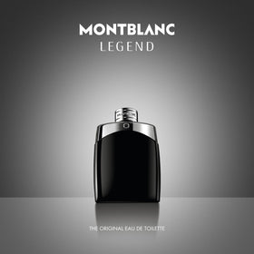 Montblanc Legend label close-up showing premium craftsmanship.