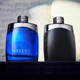 Montblanc Legend masculine aura in a sophisticated lifestyle scene.