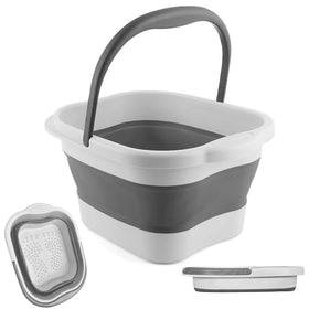 MontNorth collapsible foot soak tub with an extended handle for easy transport