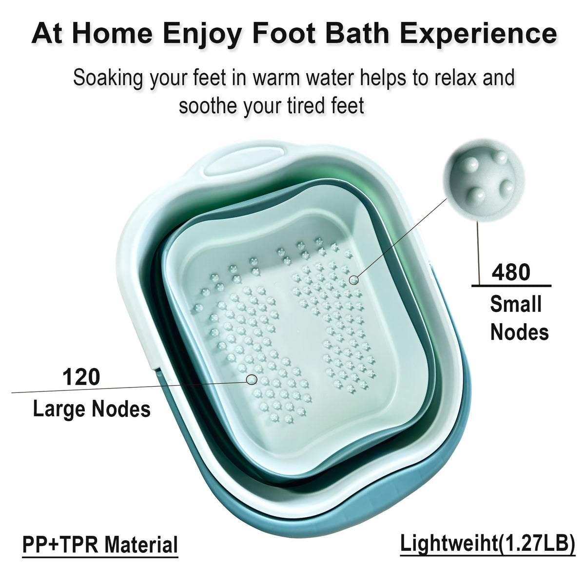 MontNorth four-gallon foot soak tub filled with warm water for relaxation