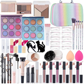 Moobirlet makeup kits for teens with a rainbow case for easy daily use.