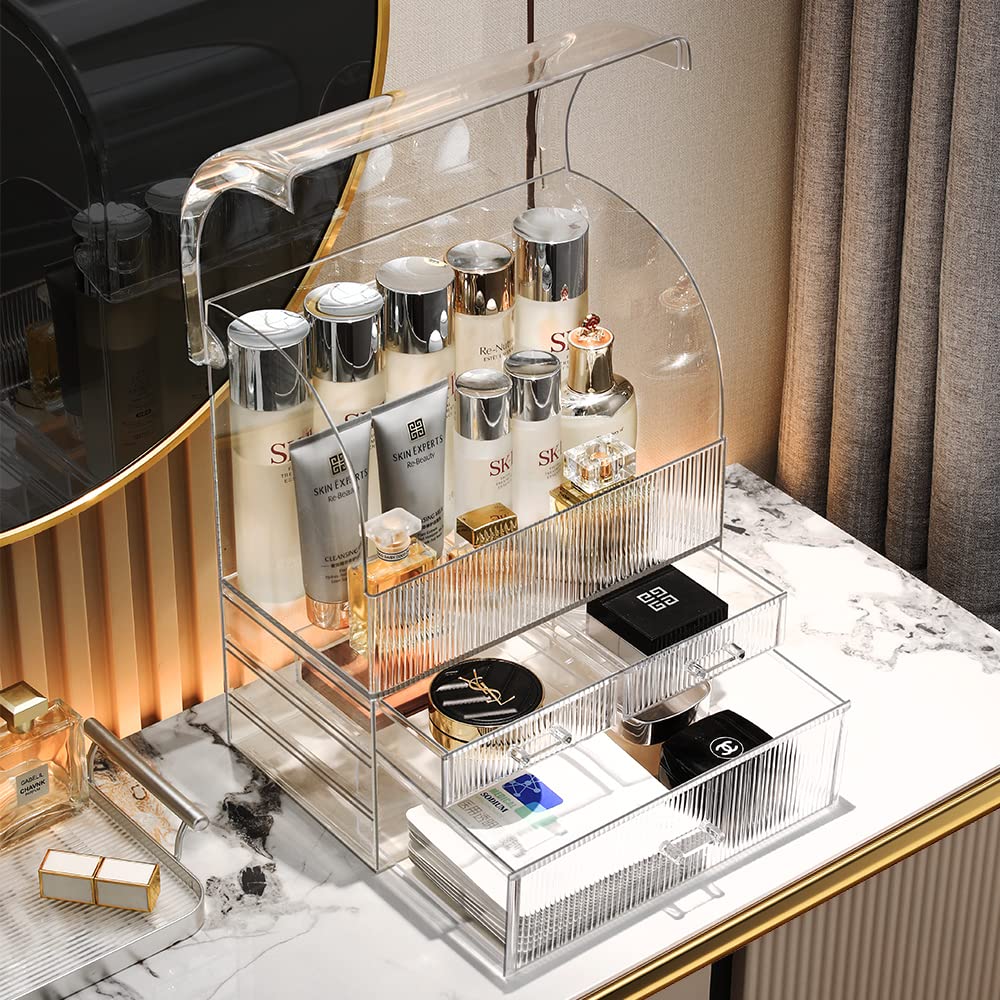 MOOCHI drawer-inside view with organized compartments for creams and jars.