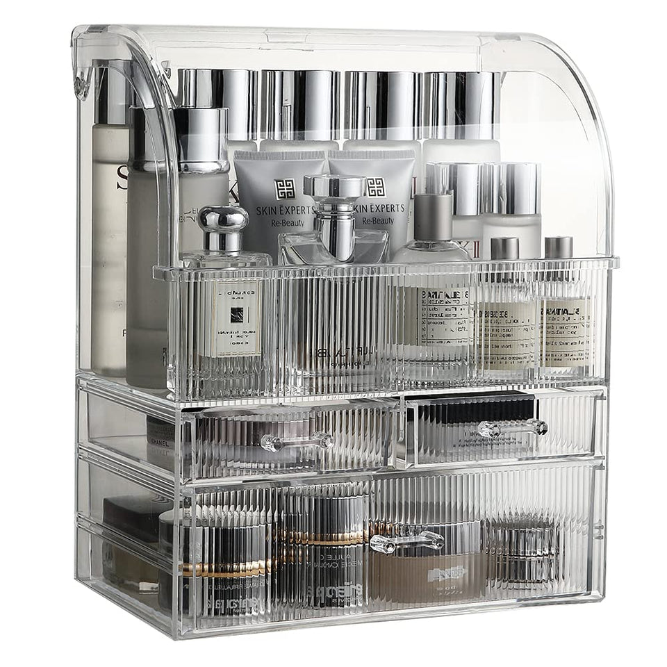 MOOCHI professional large cosmetic organizer top view shows generous storage space.