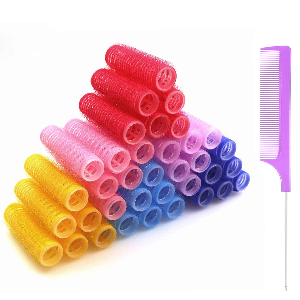MOODKEY 36pcs self grip curlers for quick, heatless curls.