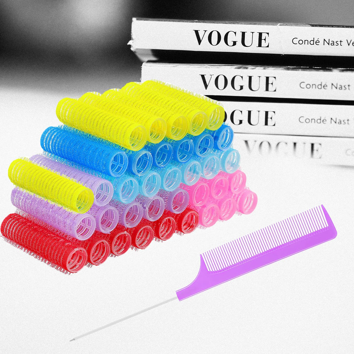 MOODKEY self-grip rollers red color for easy, uniform curls without heat.